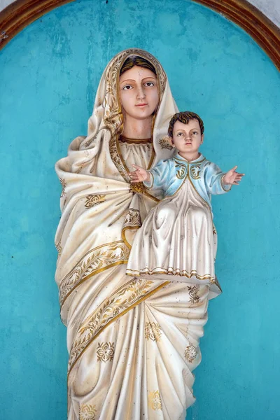 Virgen María Con Niño Jesús Estatua Portal Iglesia Nuestra Señora —  Fotos de Stock