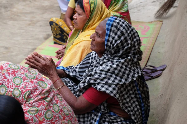Портрет Женщины Открытой Мессе Деревне Митрапур Западная Бенгалия Индия — стоковое фото