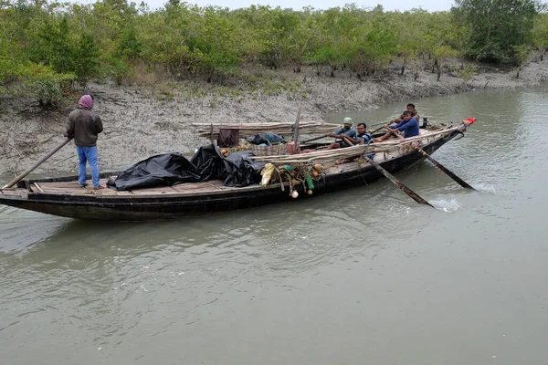 Wioślarz Bagnach Sundarban Wpisany Listę Światowego Dziedzictwa Unesco Indie — Zdjęcie stockowe