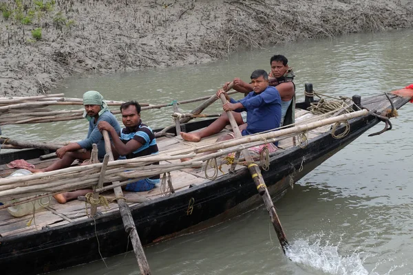 Evezős Csónak Sundarbans Mocsaras Vidékein Unesco Világörökség Része India — Stock Fotó