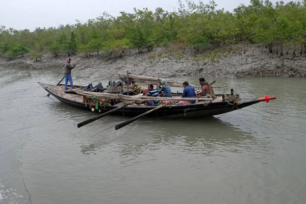 Rowing Boat Swampy Areas Sundarbans Unesco World Heritage Site India — Stock Photo, Image