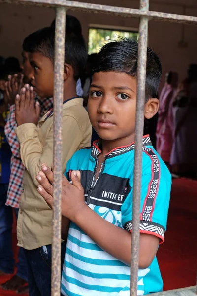 Kinder Bei Der Messe Einer Kirche Chunakhali Westbengalen Indien — Stockfoto
