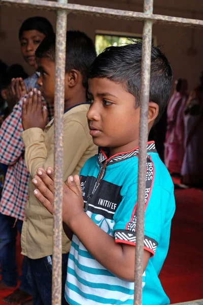 Kinder Bei Der Messe Einer Kirche Chunakhali Westbengalen Indien — Stockfoto
