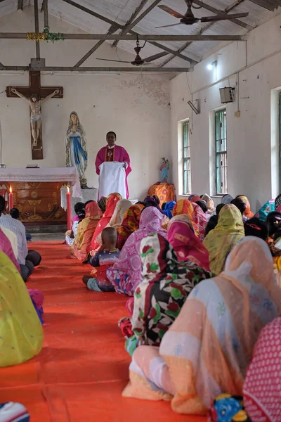 Missa Uma Igreja Chunakhali Bengala Ocidental Índia — Fotografia de Stock