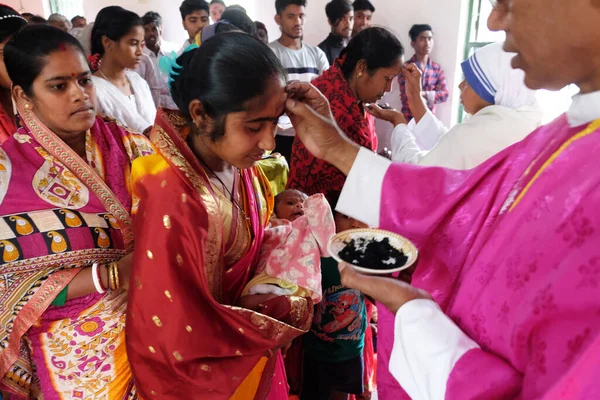 Ash Wednesday Celebration Catholic Church Chunakhali West Bengal India — Stock Photo, Image