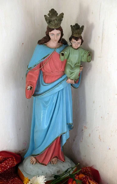 Jungfrau Maria Mit Jesuskind Katholische Kirche Chunakhali Westbengalen Indien — Stockfoto