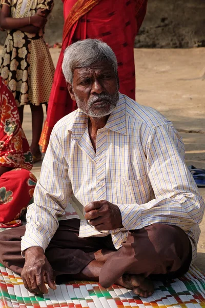 Retrato Hombre Una Misa Aire Libre Aldea Mitrapur Bengala Occidental — Foto de Stock