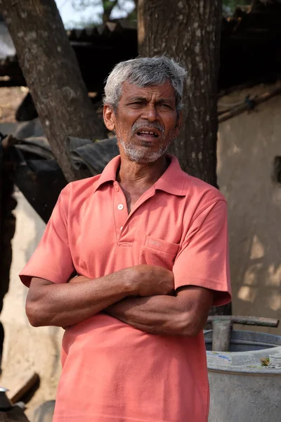 Retrato Hombre Una Misa Aire Libre Aldea Mitrapur Bengala Occidental — Foto de Stock