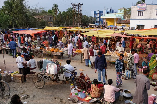Mercado Local Semanal Aldeia Chunakhali Bengala Ocidental Índia — Fotografia de Stock