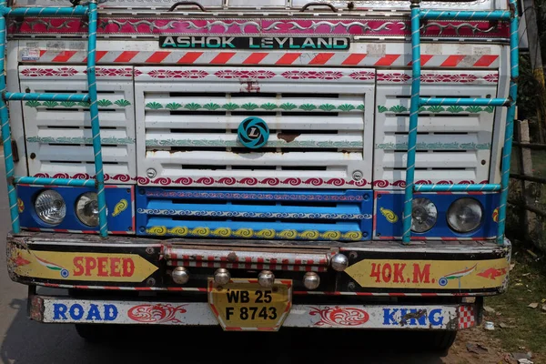 Typical Colorful Decorated Truck Kumrokhali West Bengal India — Stock Photo, Image