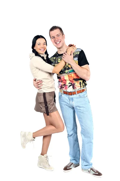 Retrato completo de feliz joven pareja amorosa — Foto de Stock