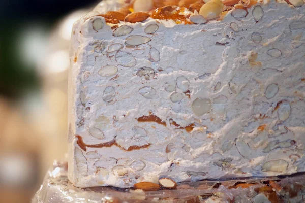 Nougat with almonds and caramel — Stock Photo, Image