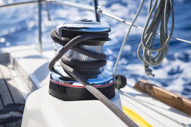 Sailing Winch with rope on the boat clipart