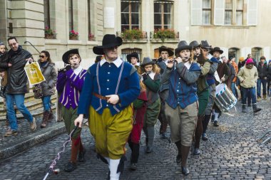 Aralık, 2013. Cenevre, İsviçre. Esclade Festivali eski şehir Cenevre. 