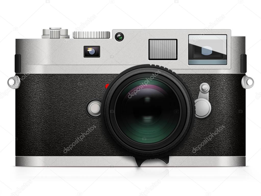 Illustration of Leica on white background with reflection