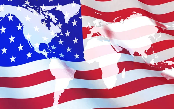 Прапор США та світу карта — стокове фото