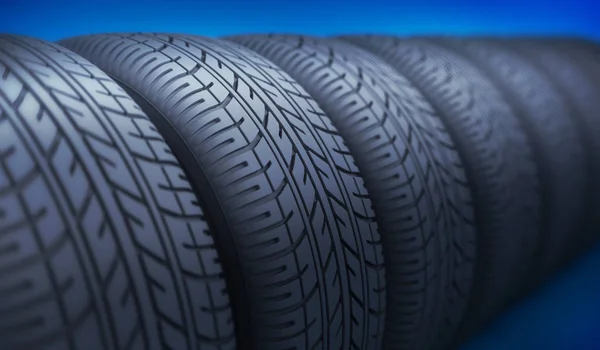 Row rueda del coche y neumático —  Fotos de Stock
