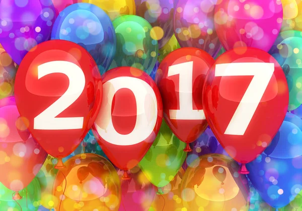 Assine o ano novo 2017 no balão — Fotografia de Stock