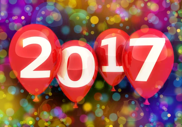 Ondertekenen van Nieuwjaar 2017 op ballon — Stockfoto
