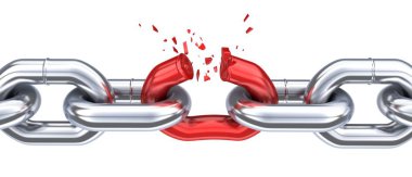 Chain and broken red link clipart