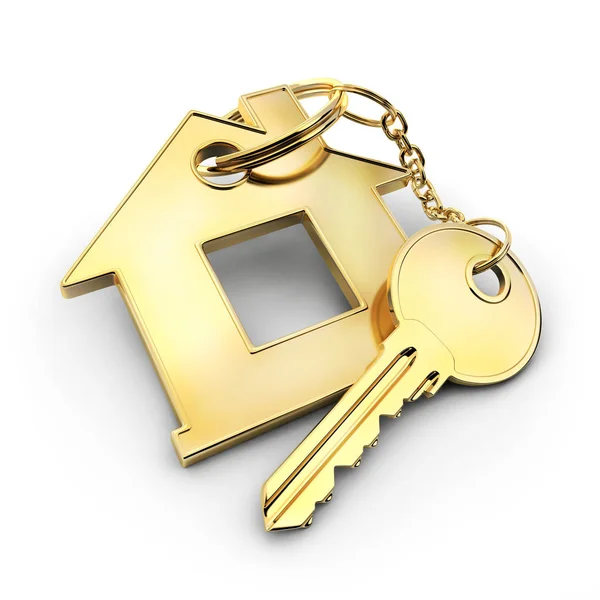 Gold key and home — Stock Photo, Image