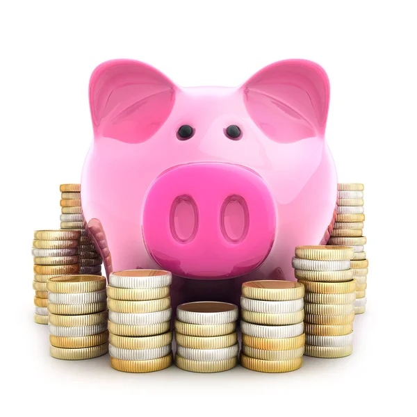 Piggy bank- en coinns — Stockfoto