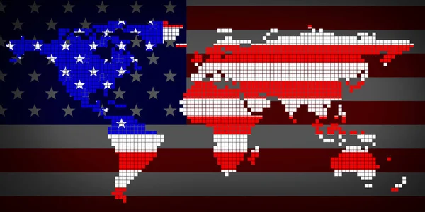 Flag USA and world map — Stock Photo, Image