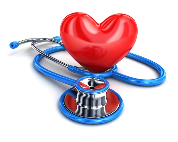 Abstract red heart and stethoscope — Stock Photo, Image