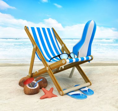 Sunbed on the beach clipart