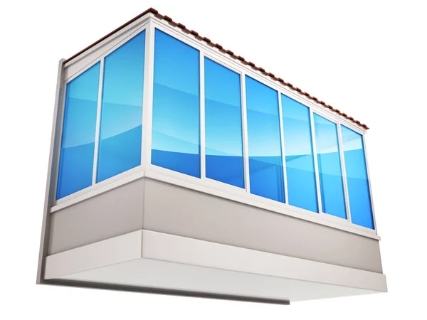 Балконы и голубое стекло — стоковое фото