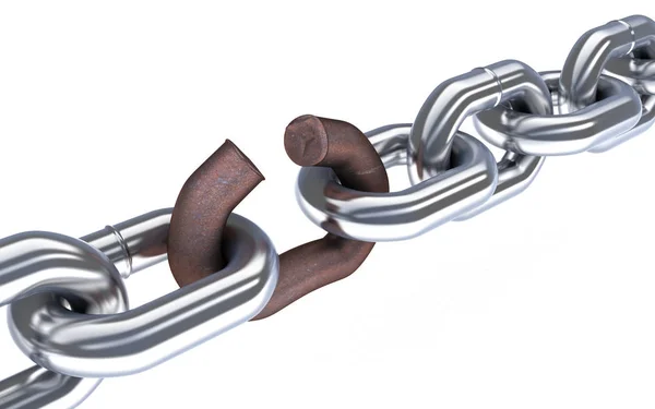 Chain and broken corrosion link — Stock Photo, Image