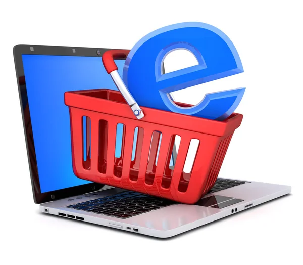 Laptop ve soyut e-shop — Stok fotoğraf