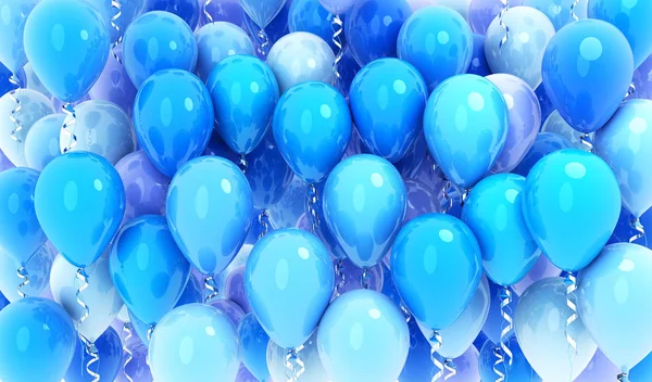 Muitos balões fundo azul — Fotografia de Stock