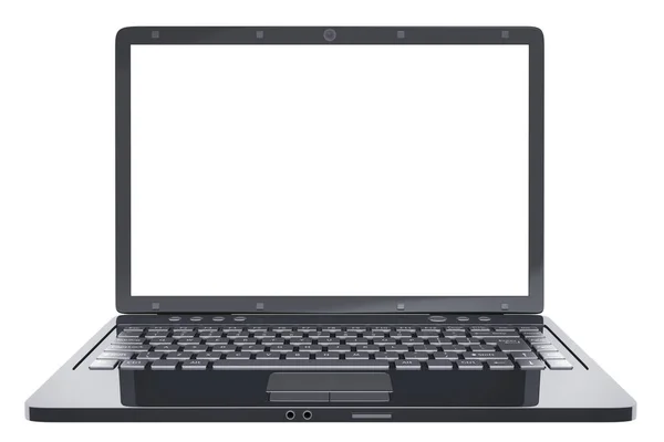 Laptop isoliert und leerer weißer Bildschirm — Stockfoto