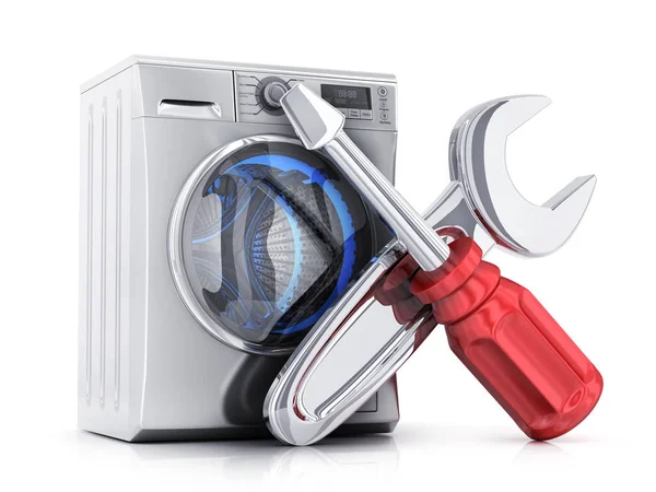 現代の服の洗濯機とシンボル修復 — ストック写真
