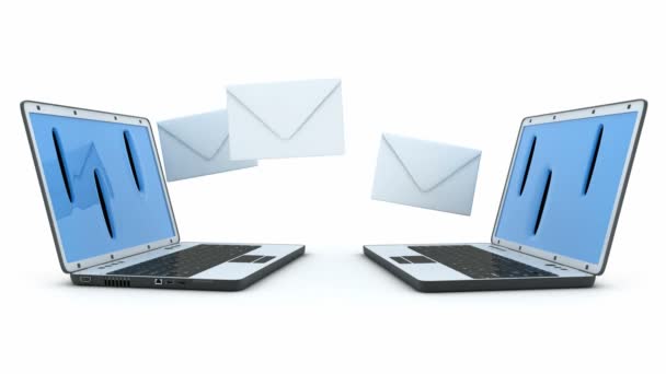 Dos portátil y correo electrónico, bucle — Vídeo de stock