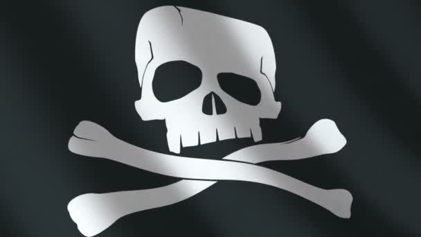 Black Flag with a skull. seamless loop. — Stock Video