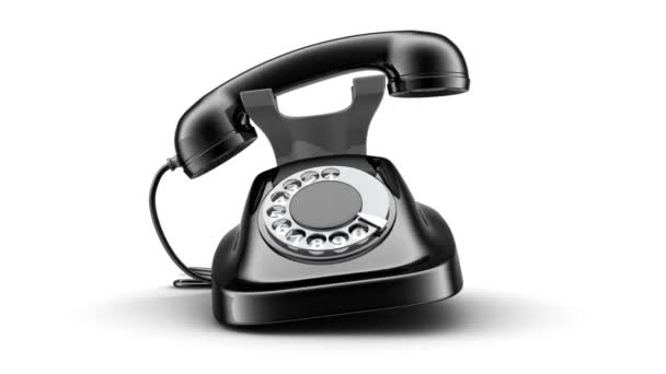 Black old telephone is ringing. seamless loop — Stock Video