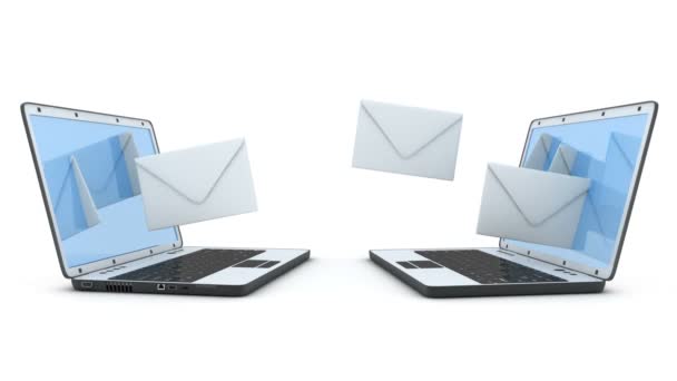 Laptop ve Gönder e-posta, sorunsuz döngü ve alfa kanalı. — Stok video