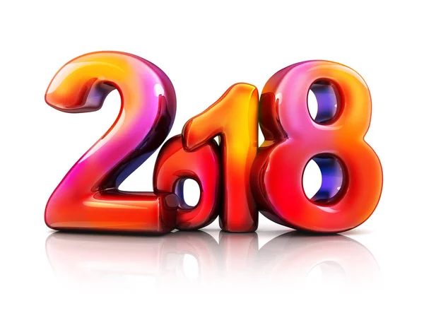 Yeni yıl 2018 renkli işareti — Stok fotoğraf