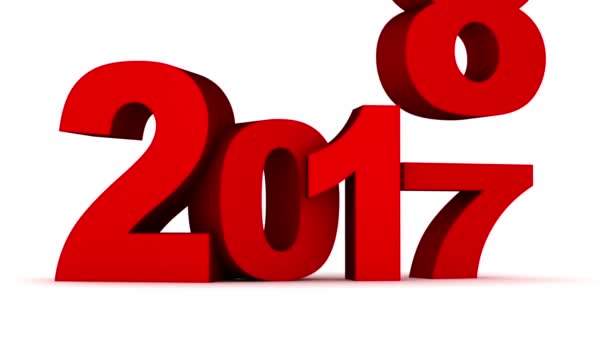Signe nouvelle année 2018 sur fond blanc et canal alpha . — Video