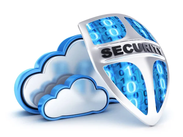 Abstraktní cloud security a štít — Stock fotografie