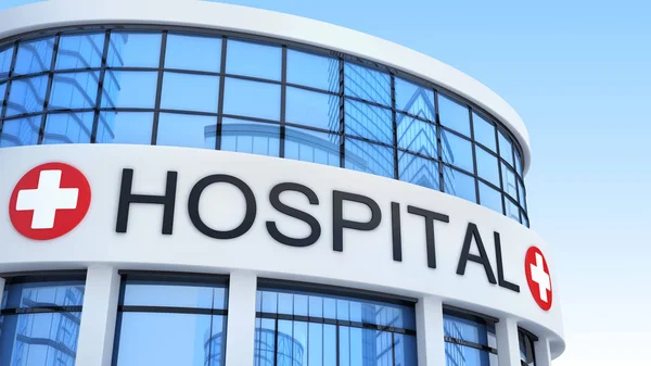Μεγάλο build και Σημείωση νοσοκομείο. 3D απεικόνιση — Φωτογραφία Αρχείου