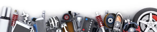 Many car parts row — Stock Photo, Image