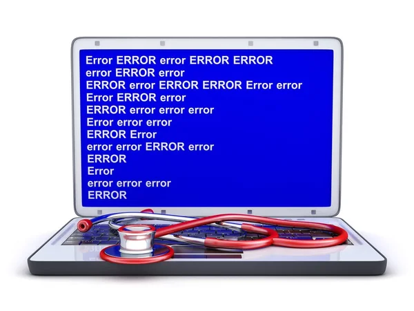 Computadora portátil y error de pantalla azul — Foto de Stock
