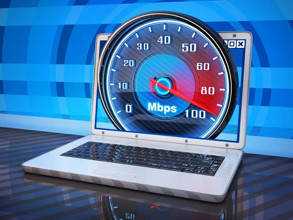 Biały laptopa i internet prędkości — Zdjęcie stockowe