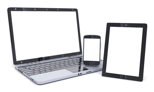 Laptop, phone and PDA empty screen — Stock Photo, Image