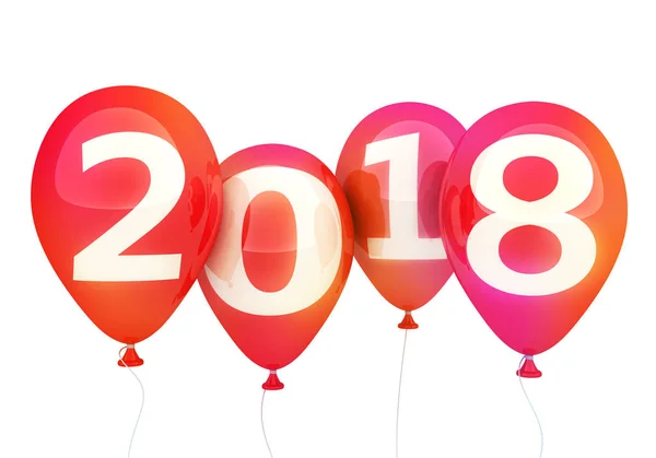 Sign new year 2018 on red balloon — Stock Photo, Image
