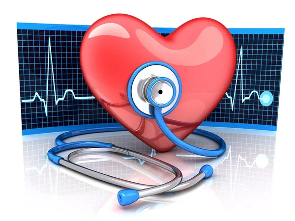 Abstract diagnostic heart symbol and stethoscope — Stock Photo, Image