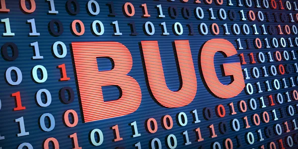 Bug del computer e codice binario — Foto Stock